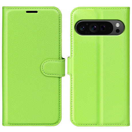 EIDERWOOD Google Pixel 9 Pro XL Litchi Læder Cover m. Pung - Grøn