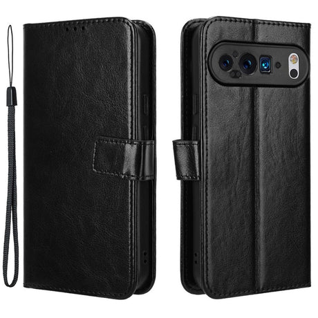EIDERWOOD Google Pixel 9 / 9 Pro Blankt Læder Cover m. Pung & Strop - Sort