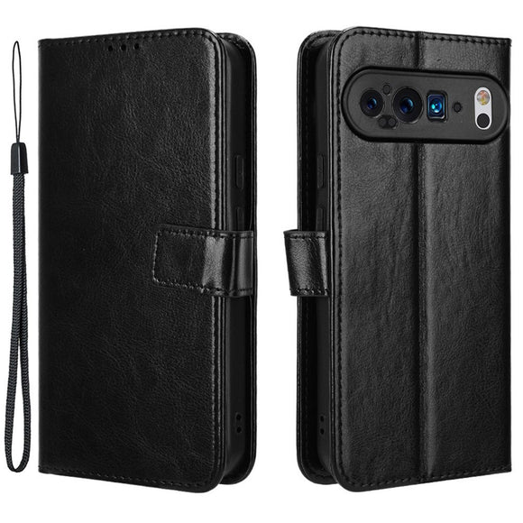 EIDERWOOD Google Pixel 9 / 9 Pro Blankt Læder Cover m. Pung & Strop - Sort