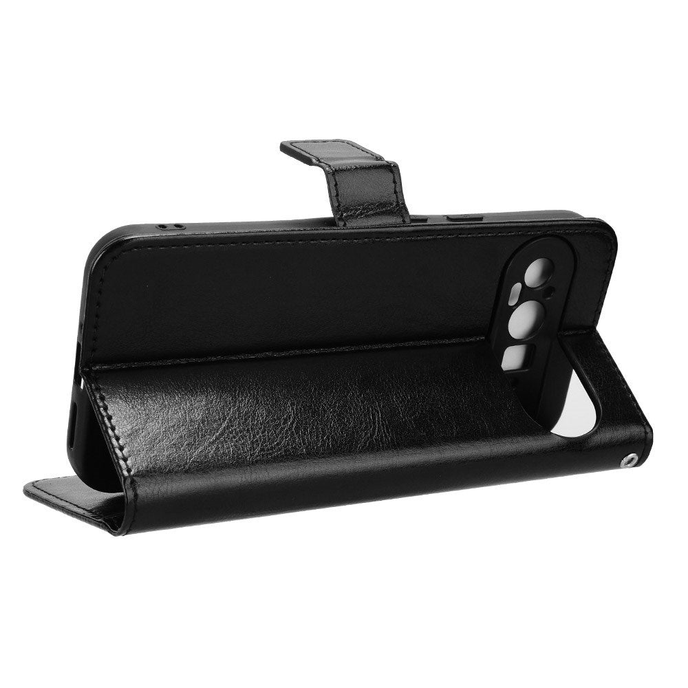 EIDERWOOD Google Pixel 9 / 9 Pro Blankt Læder Cover m. Pung & Strop - Sort