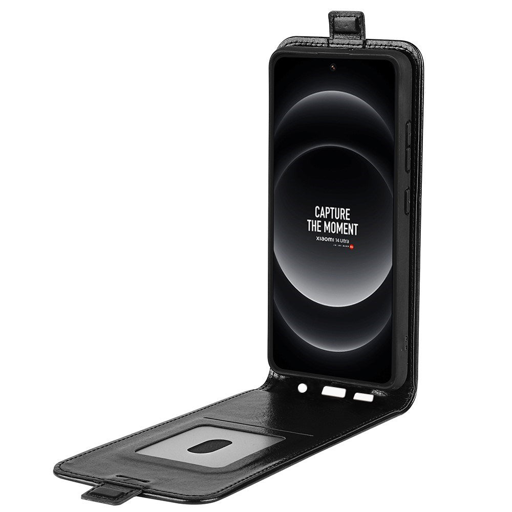 EIDERWOOD Xiaomi 14 Ultra Vertikalt Læder Cover m. Kortholder - Sort