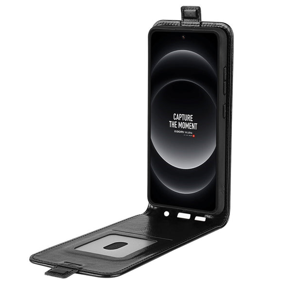 EIDERWOOD Xiaomi 14 Ultra Vertikalt Læder Cover m. Kortholder - Sort