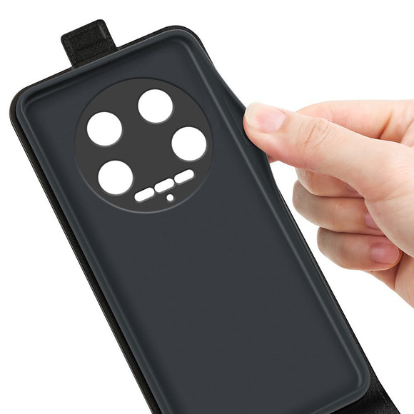 EIDERWOOD Xiaomi 14 Ultra Vertikalt Læder Cover m. Kortholder - Sort