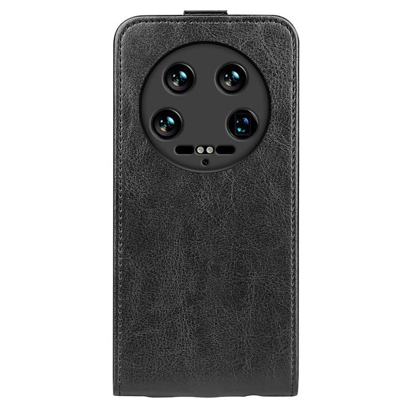 EIDERWOOD Xiaomi 14 Ultra Vertikalt Læder Cover m. Kortholder - Sort