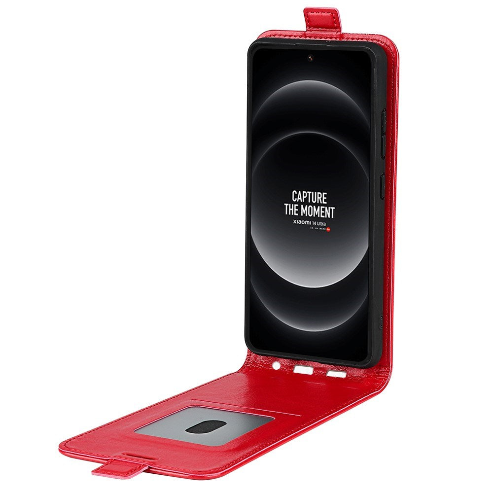 EIDERWOOD Xiaomi 14 Ultra Vertikalt Læder Cover m. Kortholder - Rød