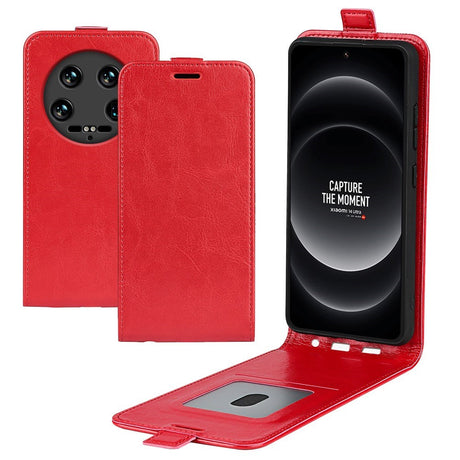 EIDERWOOD Xiaomi 14 Ultra Vertikalt Læder Cover m. Kortholder - Rød