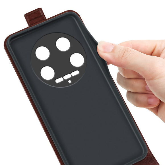 EIDERWOOD Xiaomi 14 Ultra Vertikalt Læder Cover m. Kortholder - Brun