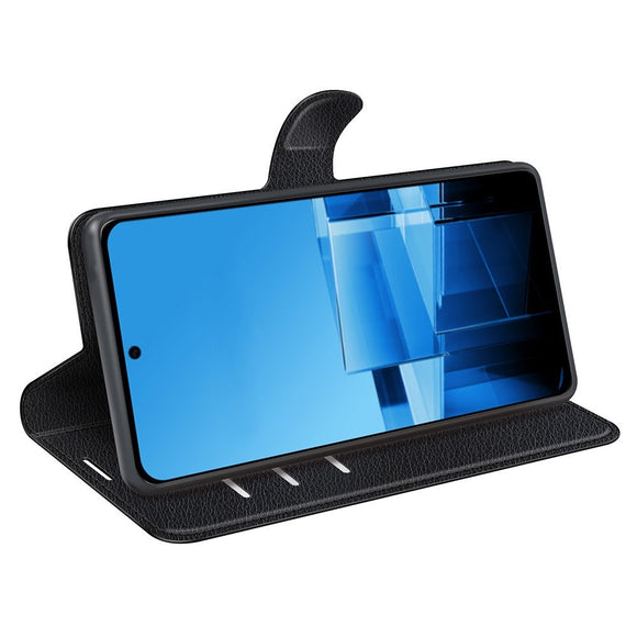 EIDERWOOD Asus Zenfone 11 Ultra Litchi Læder Flip Cover m. Pung - Sort