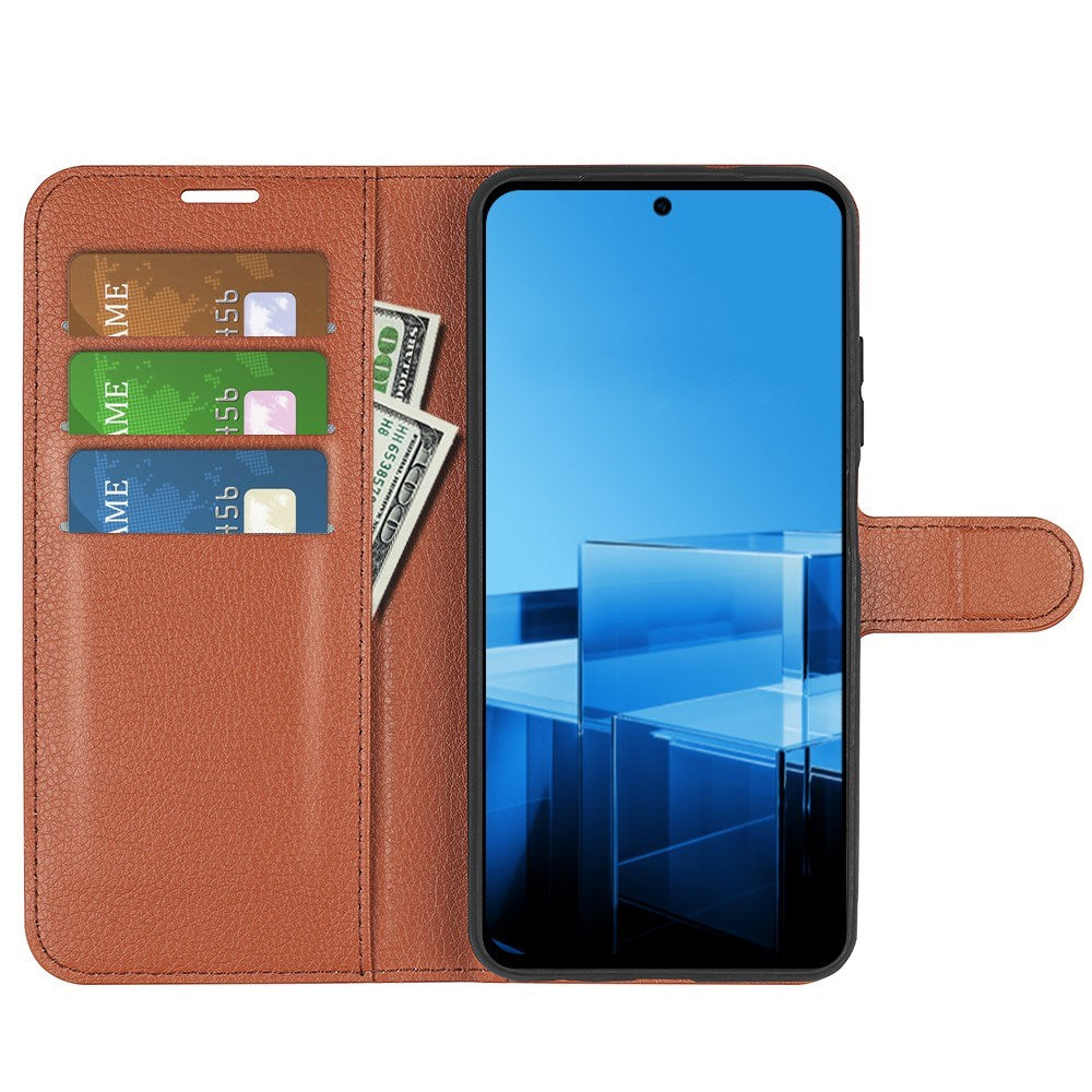 EIDERWOOD Asus Zenfone 11 Ultra Litchi Læder Flip Cover m. Pung - Brun