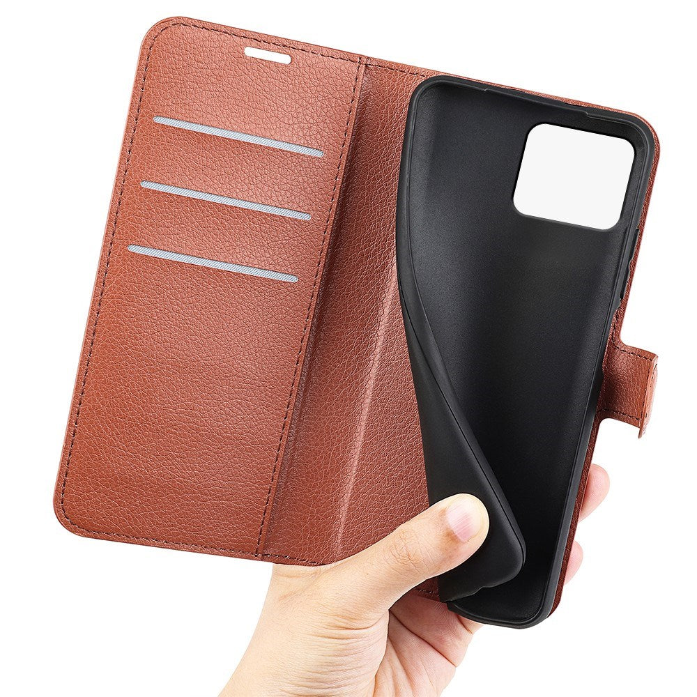 EIDERWOOD Asus Zenfone 11 Ultra Litchi Læder Flip Cover m. Pung - Brun