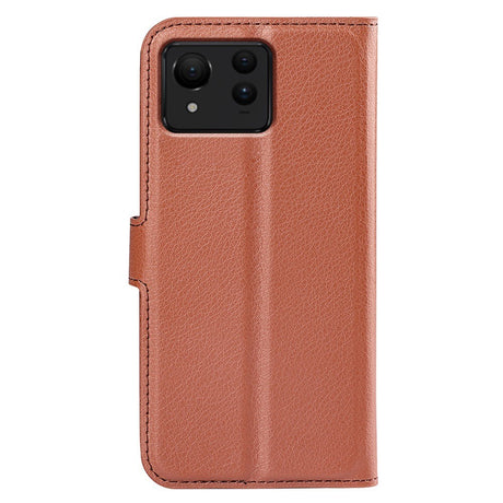EIDERWOOD Asus Zenfone 11 Ultra Litchi Læder Flip Cover m. Pung - Brun