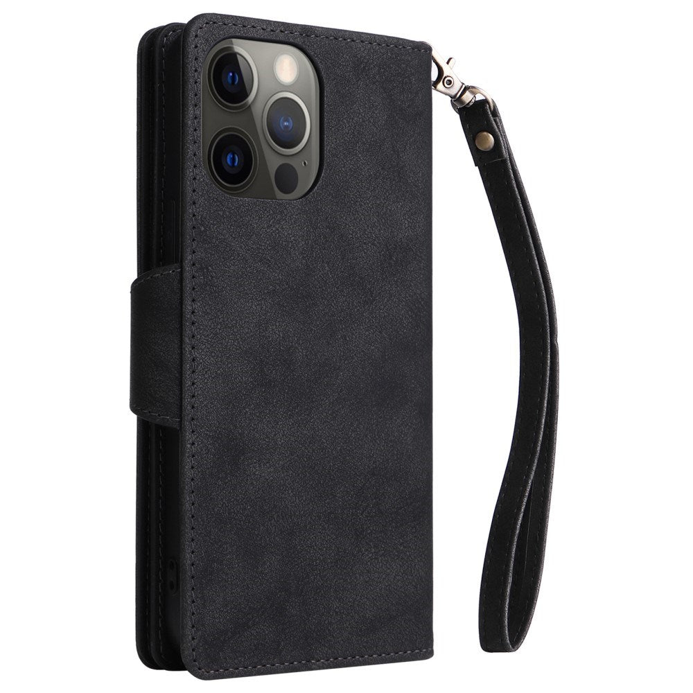 EIDERWOOD iPhone 12 Pro Max Flip Cover med Kortholder & Lynlåslomme - Sort