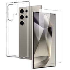 NORTHJO Samsung Galaxy S24 Ultra 2-i-1 Sæt Fleksibelt Plast Cover m. Hærdet Beskyttelsesglas - Gennemsigtig