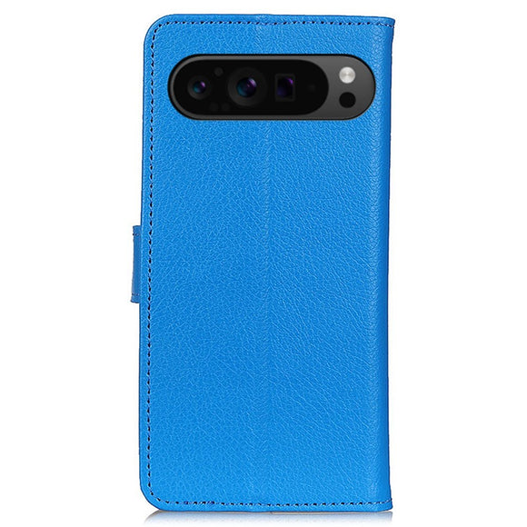 EIDERWOOD Google Pixel 10 / 10 Pro / 9 / 9 Pro Litchi Kunstlæder Cover m. Pung - Blå