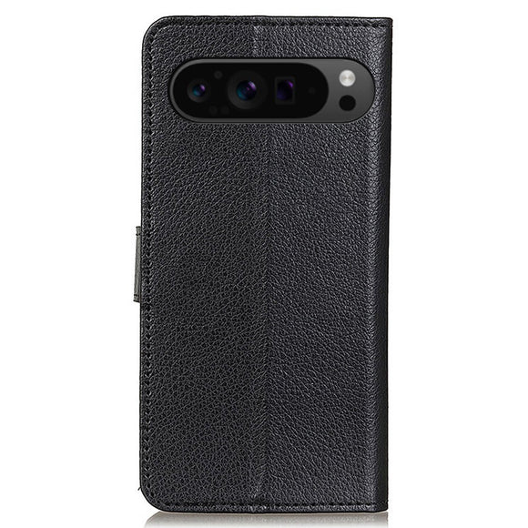 EIDERWOOD Google Pixel 10 / 10 Pro / 9 / 9 Pro Litchi Kunstlæder Cover m. Pung - Sort