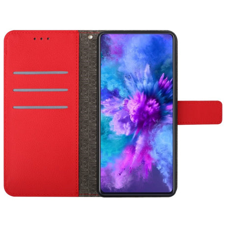 EIDERWOOD Sony Xperia 10 VI  Læder Cover m. Pung & Strop - Rombe Indgravering - Rød