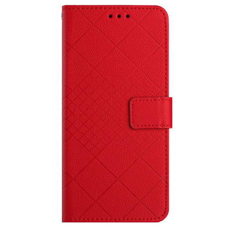 EIDERWOOD Sony Xperia 10 VI  Læder Cover m. Pung & Strop - Rombe Indgravering - Rød