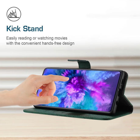 EIDERWOOD Sony Xperia 10 VI  Læder Cover m. Pung & Strop - Rombe Indgravering - Grøn