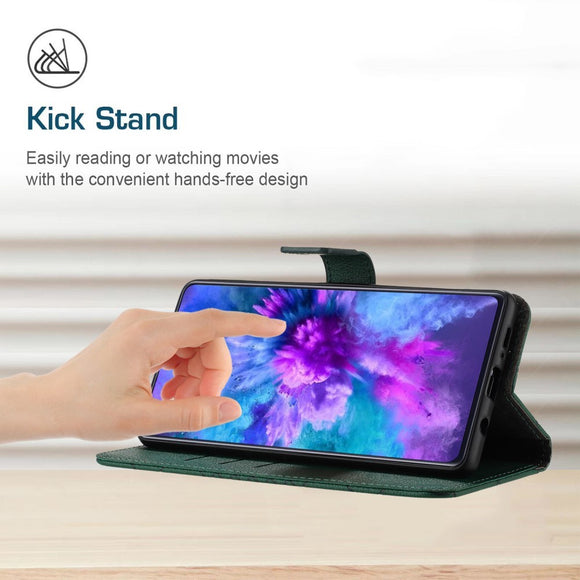 EIDERWOOD Sony Xperia 10 VI  Læder Cover m. Pung & Strop - Rombe Indgravering - Grøn