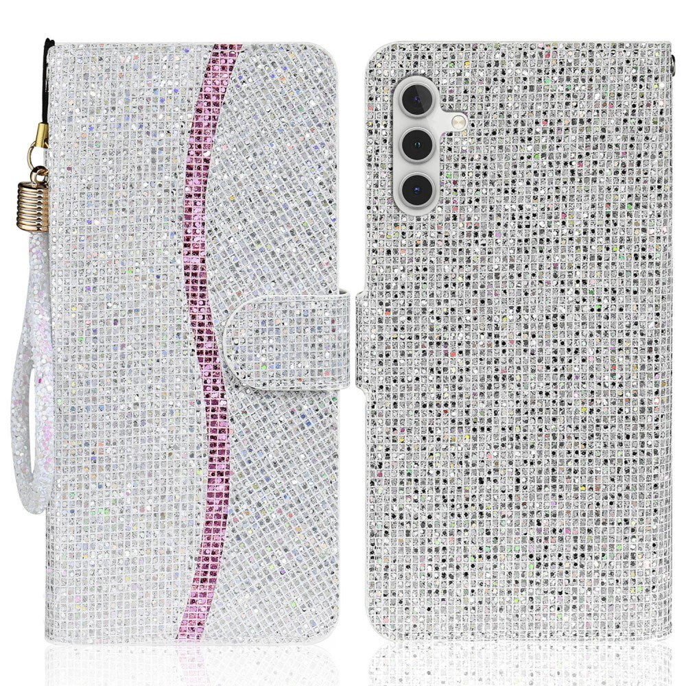 EIDERWOOD Samsung Galaxy S24 / S25 Glimmer Flip Cover m. Kortholder og Ståfunktion - Sølv