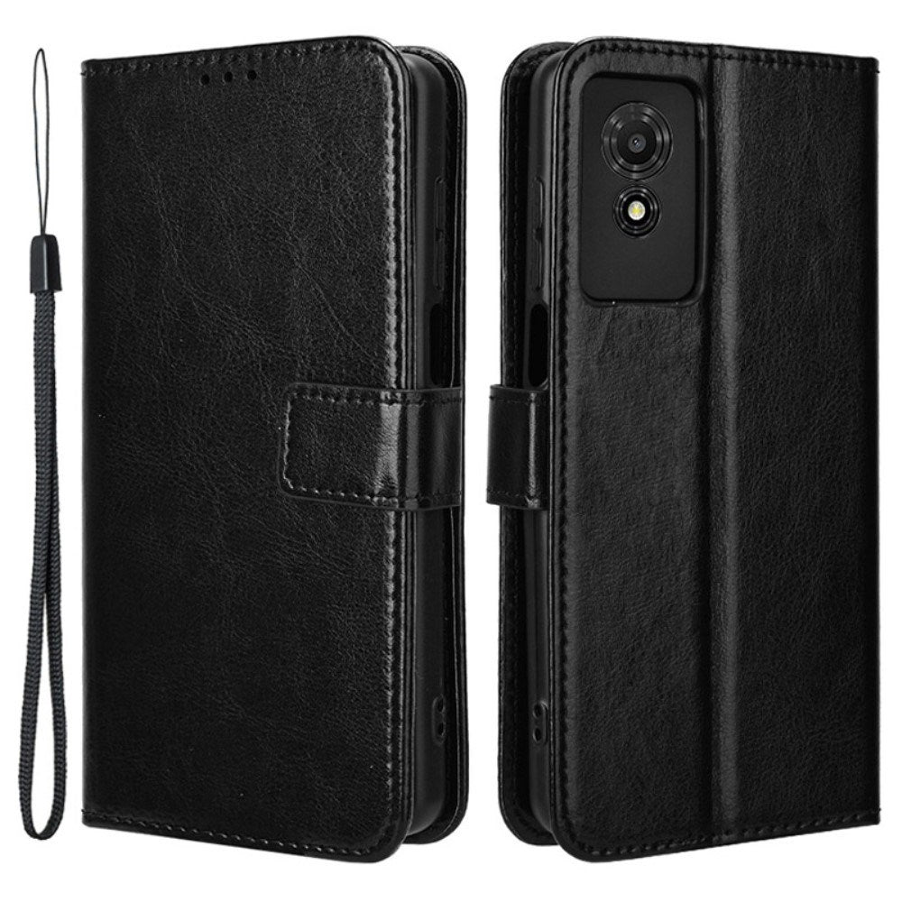 EIDERWOOD TCL 501 Blankt Kunstlæder Cover m. Pung & Strop - Sort