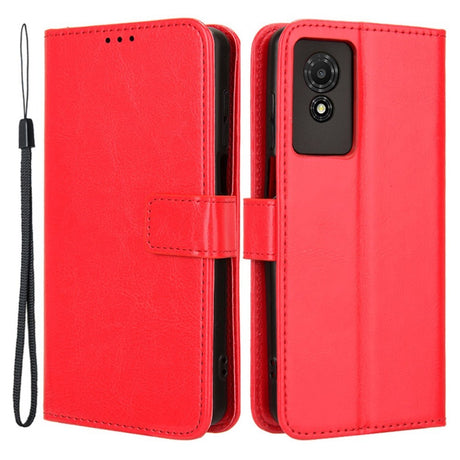 EIDERWOOD TCL 501 Blankt Kunstlæder Cover m. Pung & Strop - Rød