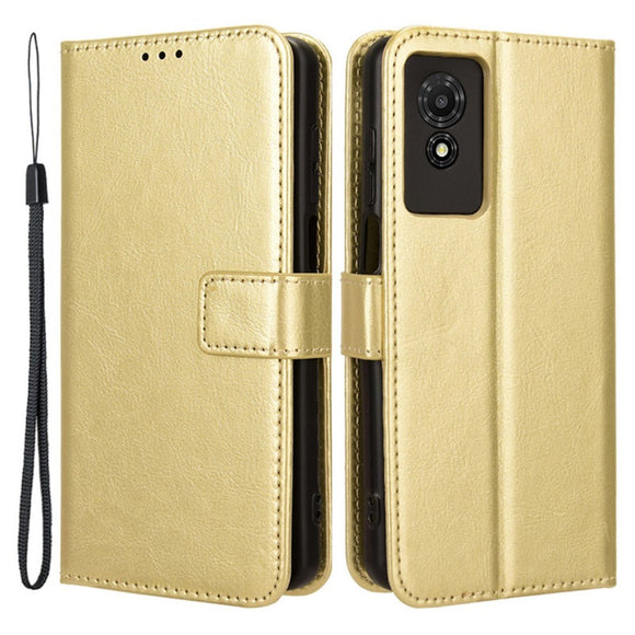 EIDERWOOD TCL 501 Blankt Kunstlæder Cover m. Pung & Strop - Guld
