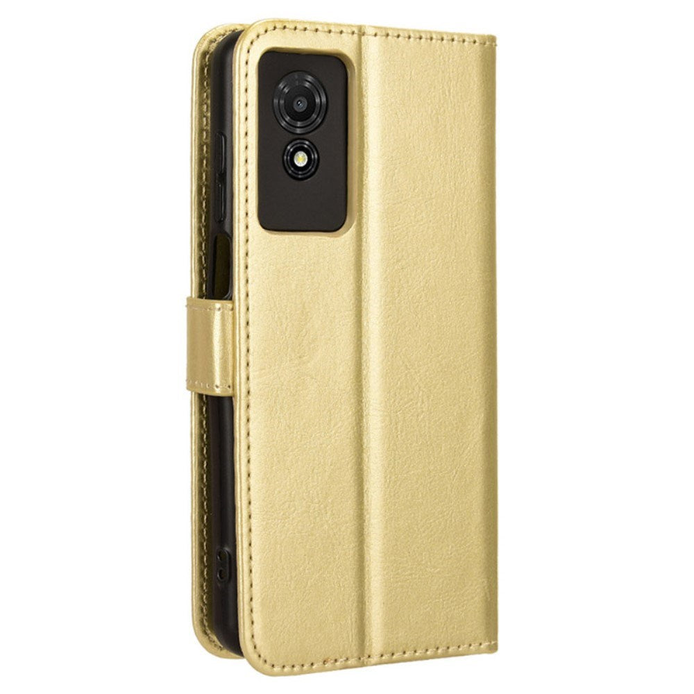 EIDERWOOD TCL 501 Blankt Kunstlæder Cover m. Pung & Strop - Guld