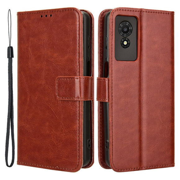 EIDERWOOD TCL 501 Blankt Kunstlæder Cover m. Pung & Strop - Brun