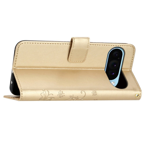 EIDERWOOD Google Pixel 9 / 9 Pro Sommerfugle Læder Cover m. Pung - Guld