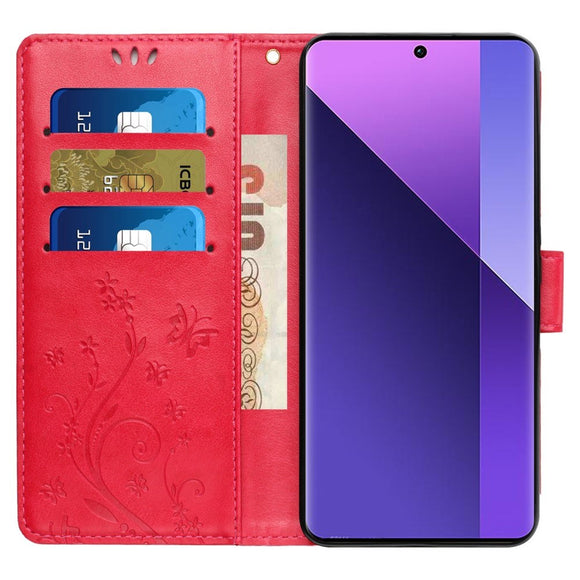 EIDERWOOD Google Pixel 9 / 9 Pro Sommerfugle Læder Cover m. Pung - Rød