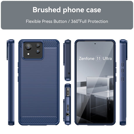 EIDERWOOD Asus Zenfone 11 Ultra Brushed Carbon Fiber Fleksibelt Plastik Cover - Blå
