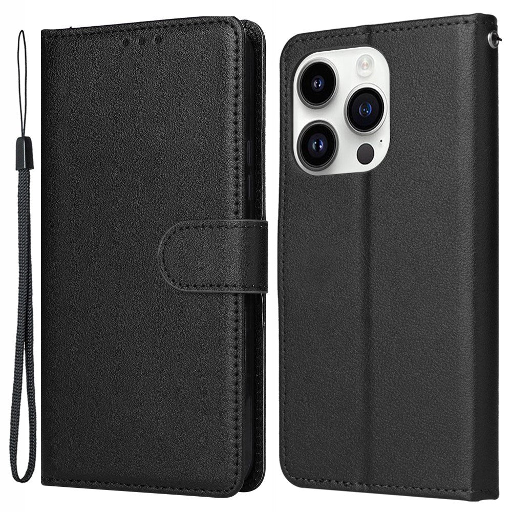 EIDERWOOD iPhone 14 Pro Max Kunstlæder Flip Cover m. Strop - Sort