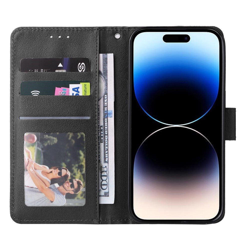 EIDERWOOD iPhone 14 Pro Max Kunstlæder Flip Cover m. Strop - Sort