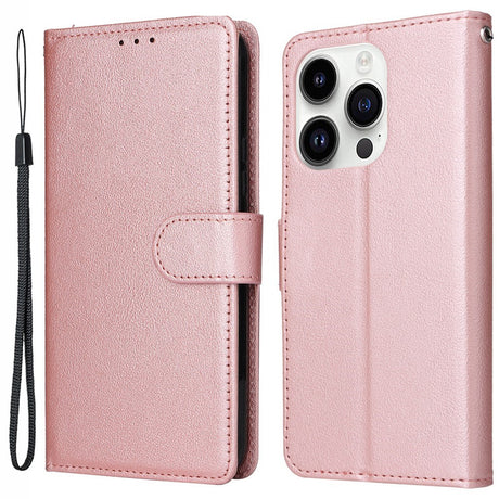 EIDERWOOD iPhone 14 Pro Max Kunstlæder Flip Cover m. Strop - Rose Gold