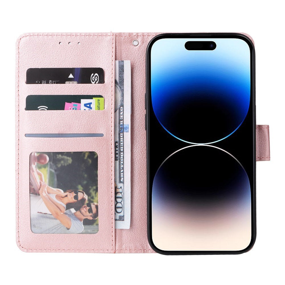 EIDERWOOD iPhone 14 Pro Max Kunstlæder Flip Cover m. Strop - Rose Gold