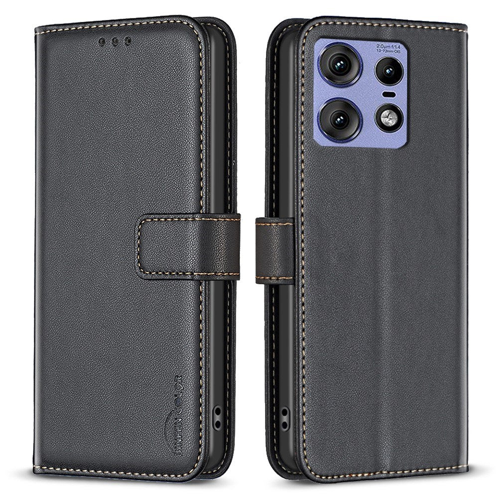 EIDERWOOD Motorola Edge 50 Pro Kunstlæder Flip Cover m. Kortholder & Ståfunktion - Sort