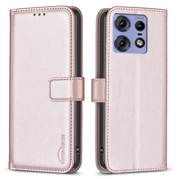EIDERWOOD Motorola Edge 50 Pro Kunstlæder Flip Cover m. Kortholder & Ståfunktion - Rose Gold