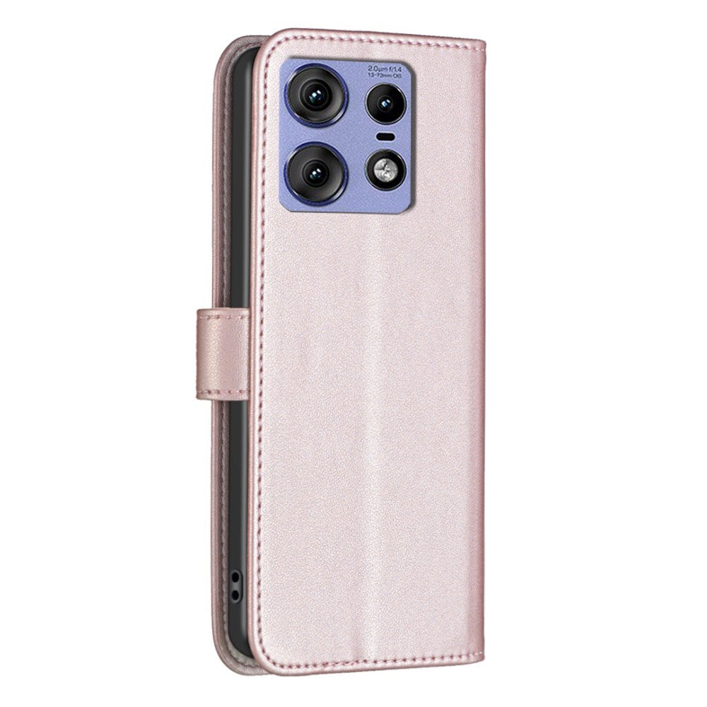 EIDERWOOD Motorola Edge 50 Pro Kunstlæder Flip Cover m. Kortholder & Ståfunktion - Rose Gold