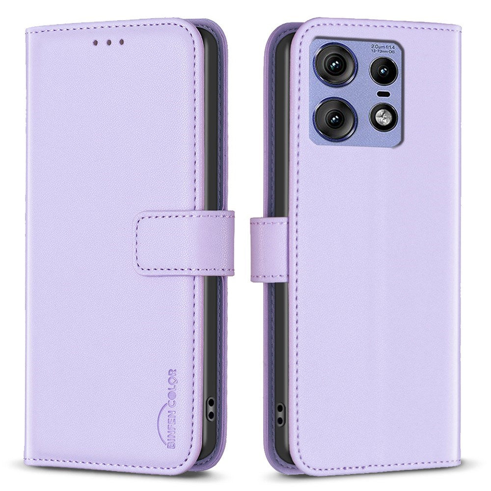 EIDERWOOD Motorola Edge 50 Pro Kunstlæder Flip Cover m. Kortholder & Ståfunktion - Lavendel