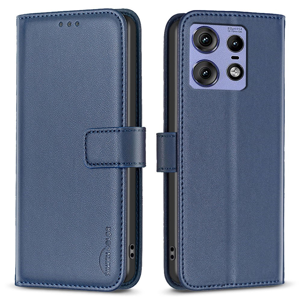 EIDERWOOD Motorola Edge 50 Pro Kunstlæder Flip Cover m. Kortholder & Ståfunktion - Blå