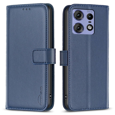 EIDERWOOD Motorola Edge 50 Pro Kunstlæder Flip Cover m. Kortholder & Ståfunktion - Blå