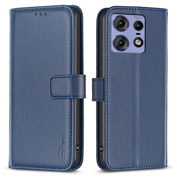 EIDERWOOD Motorola Edge 50 Pro Kunstlæder Flip Cover m. Kortholder & Ståfunktion - Blå