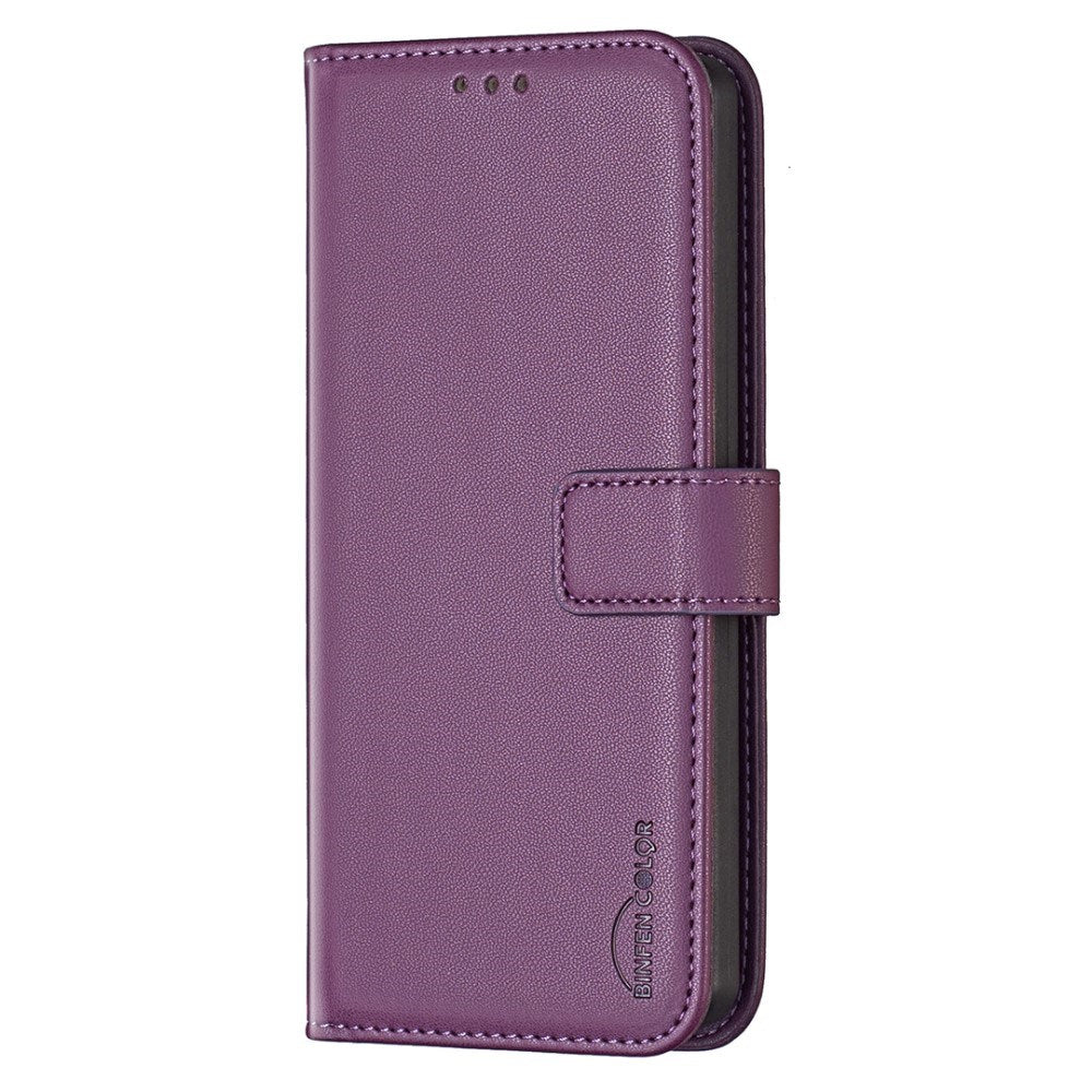 EIDERWOOD Motorola Edge 50 Pro Kunstlæder Flip Cover m. Kortholder & Ståfunktion - Mørk Lilla