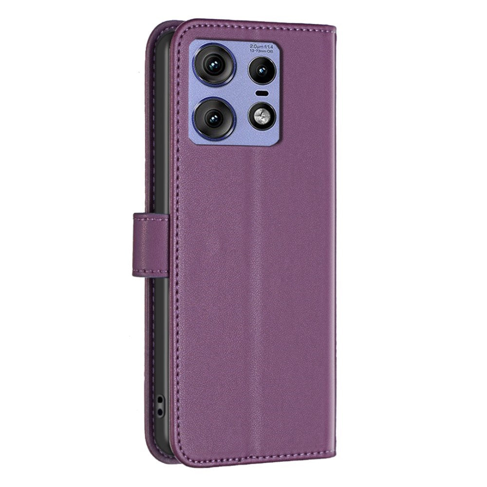 EIDERWOOD Motorola Edge 50 Pro Kunstlæder Flip Cover m. Kortholder & Ståfunktion - Mørk Lilla