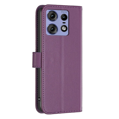EIDERWOOD Motorola Edge 50 Pro Kunstlæder Flip Cover m. Kortholder & Ståfunktion - Mørk Lilla