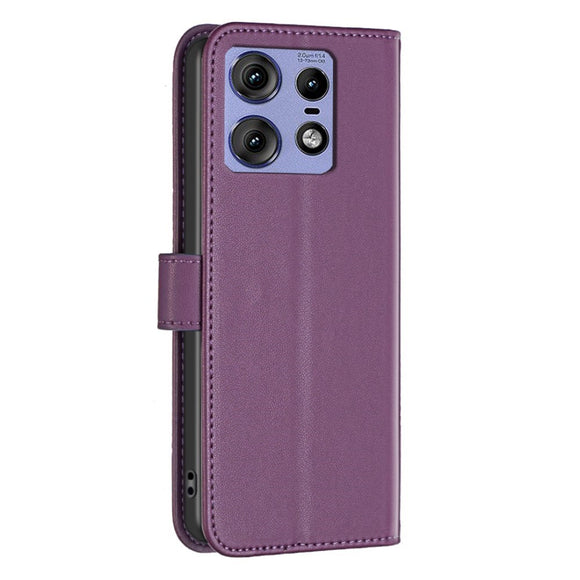 EIDERWOOD Motorola Edge 50 Pro Kunstlæder Flip Cover m. Kortholder & Ståfunktion - Mørk Lilla