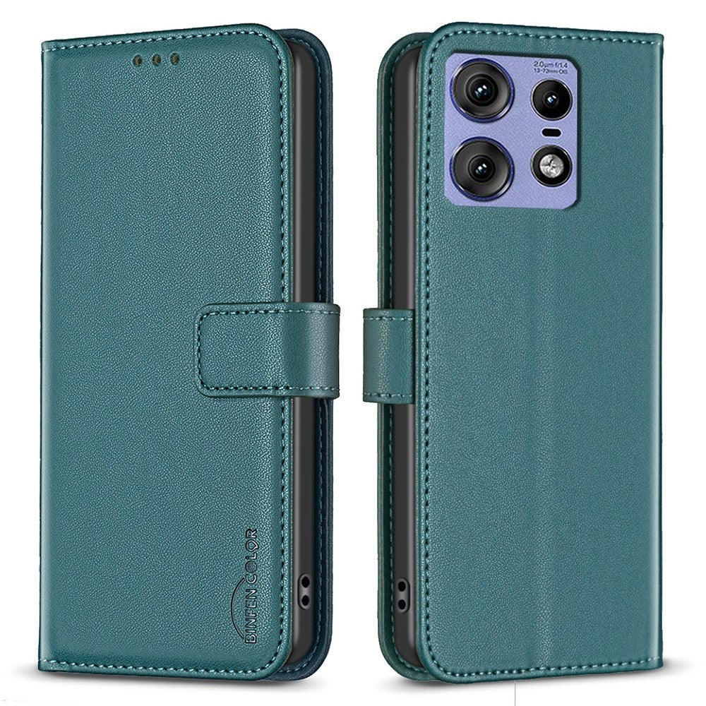 EIDERWOOD Motorola Edge 50 Pro Kunstlæder Flip Cover m. Kortholder & Ståfunktion - Grøn