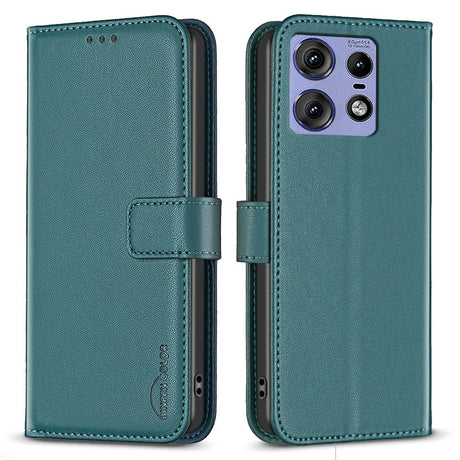 EIDERWOOD Motorola Edge 50 Pro Kunstlæder Flip Cover m. Kortholder & Ståfunktion - Grøn