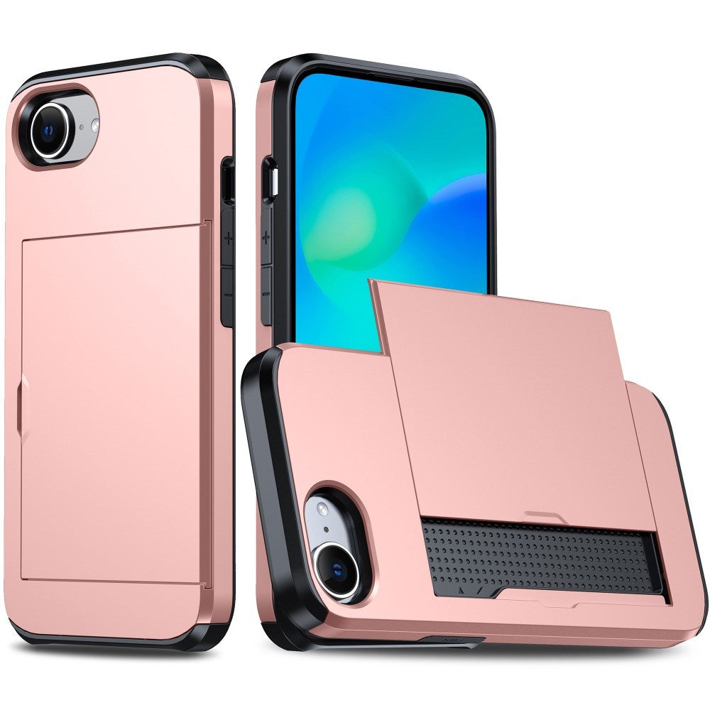 EIDERWOOD iPhone 17e / 16e Multifunktionelt Bagside Cover med Kortholder - Lyserød